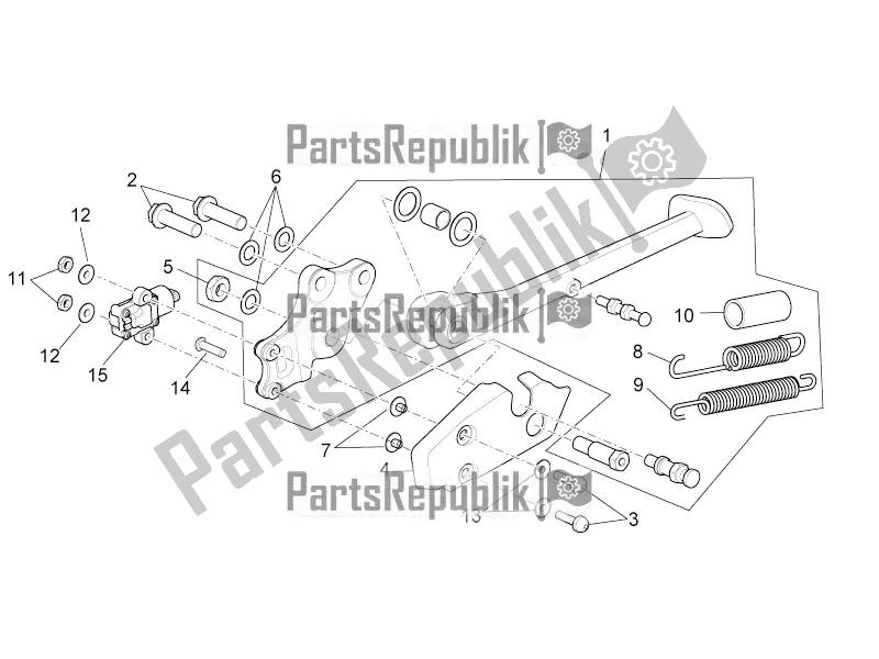 All parts for the Central Stand of the Aprilia Tuono V4 1100 Factory ZD4 TYG 2016