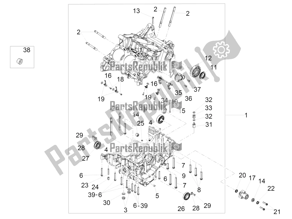 All parts for the Crank-case I of the Aprilia Tuono V4 1100 Factory ZD4 TYG 2016