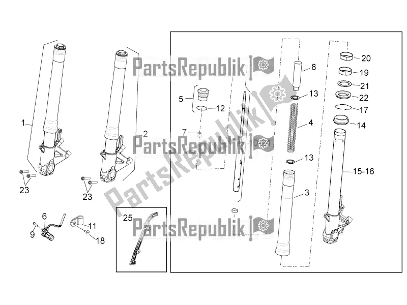 All parts for the Front Fork of the Aprilia Tuono V4 1100 Factory ZD4 TYG 2016