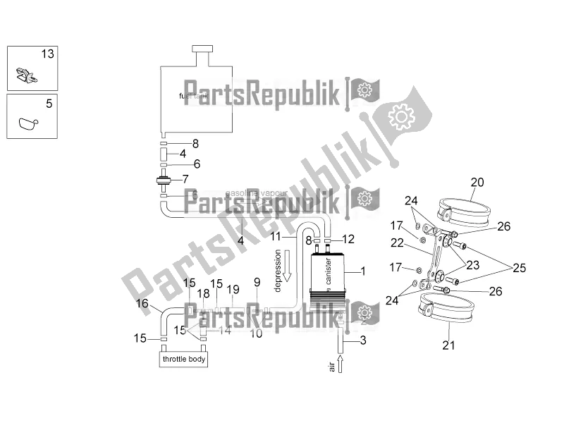 Wszystkie części do System Odzyskiwania Oparów Paliwa Aprilia Tuono V4 1100 Factory ZD4 TYG 2016