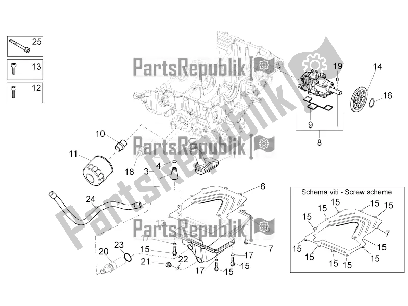 All parts for the Lubrication of the Aprilia Tuono V4 1100 Factory ZD4 TYG 2016