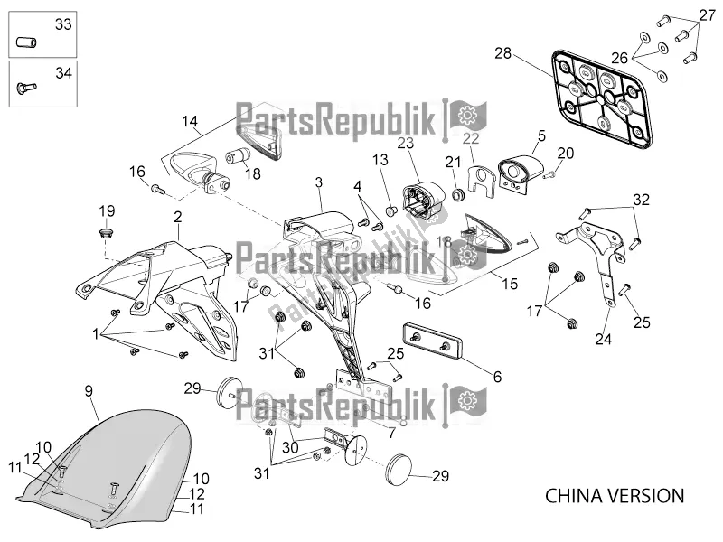 Tutte le parti per il Corpo Posteriore Iiii del Aprilia Tuono V4 1100 Factory ZD4 TYG 2016