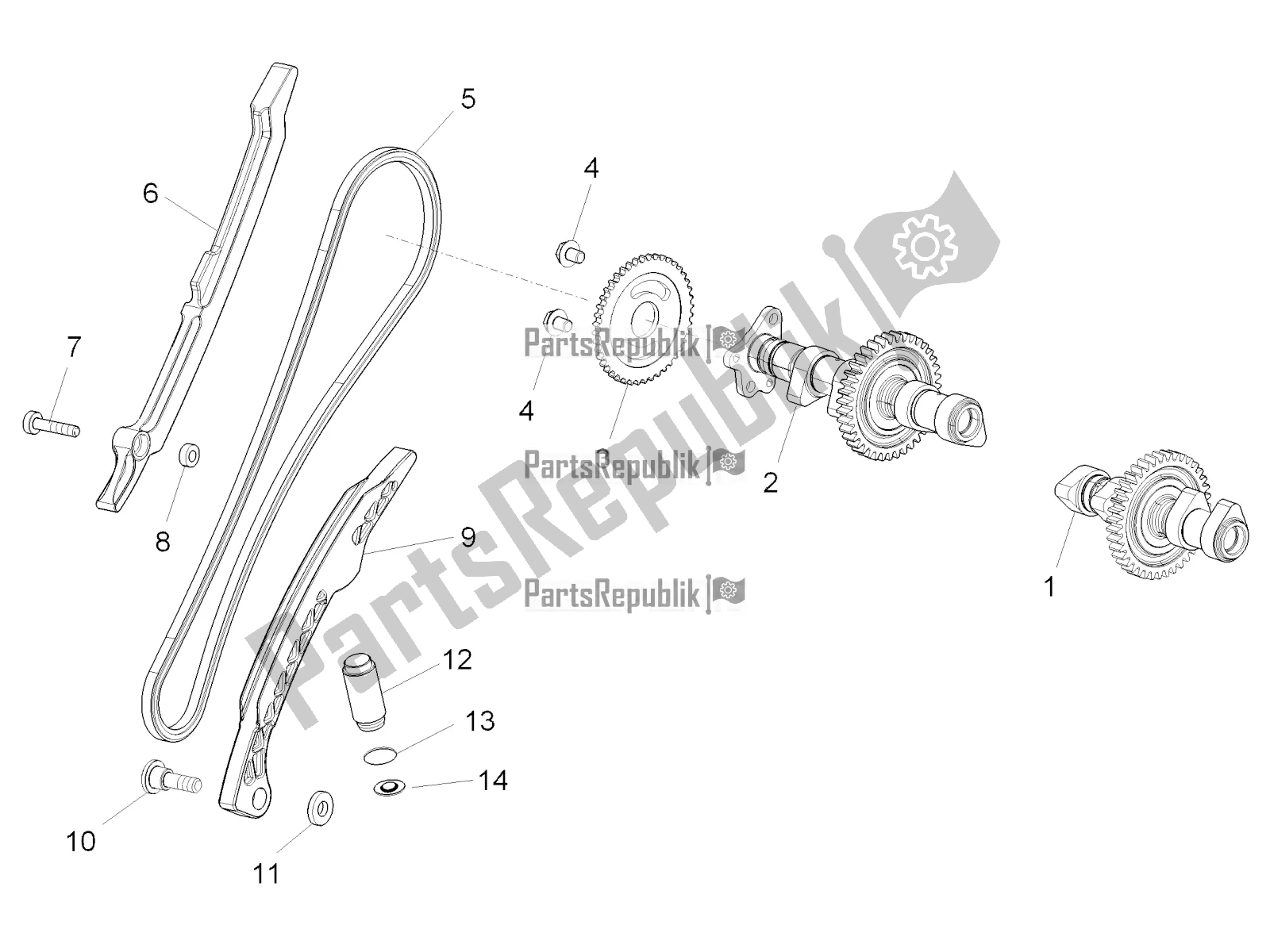 All parts for the Rear Cylinder Timing System of the Aprilia Tuono V4 1100 Factory ZD4 TYG 2016