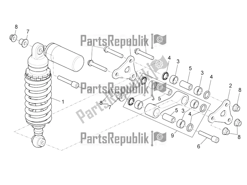 All parts for the Rear Shock Absorber of the Aprilia Tuono V4 1100 Factory ZD4 TYG 2016