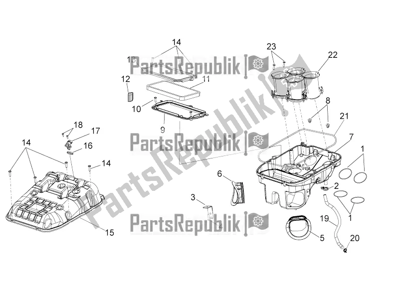 All parts for the Air Box of the Aprilia Tuono V4 1100 Factory ZD4 TYH 2016