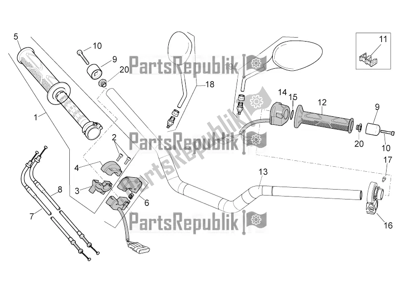 Tutte le parti per il Manubrio - Comandi del Aprilia Tuono V4 1100 Factory ZD4 TYH 2016