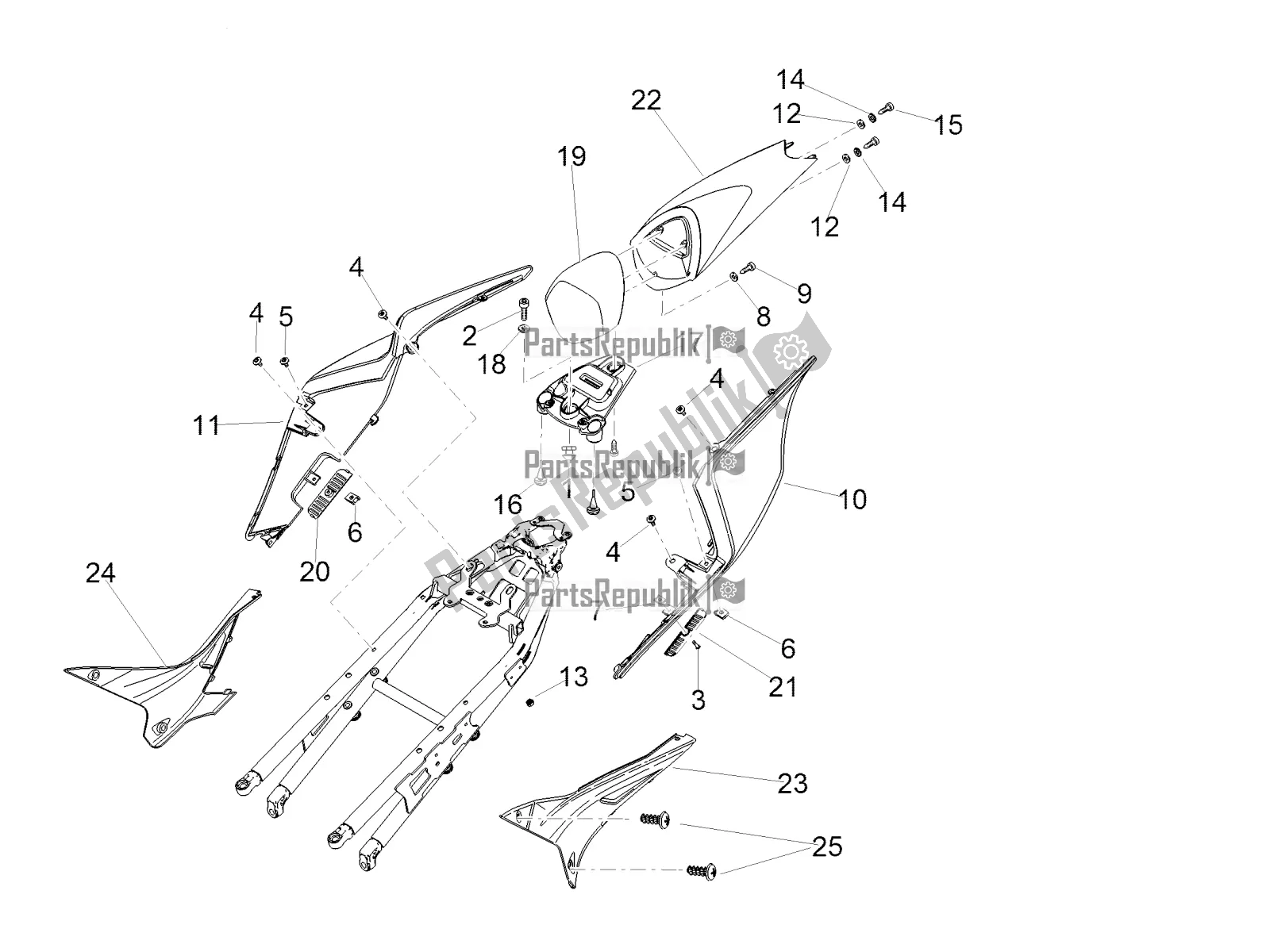 Toutes les pièces pour le Corps Arrière I du Aprilia Tuono V4 1100 Factory ZD4 TYH 2016