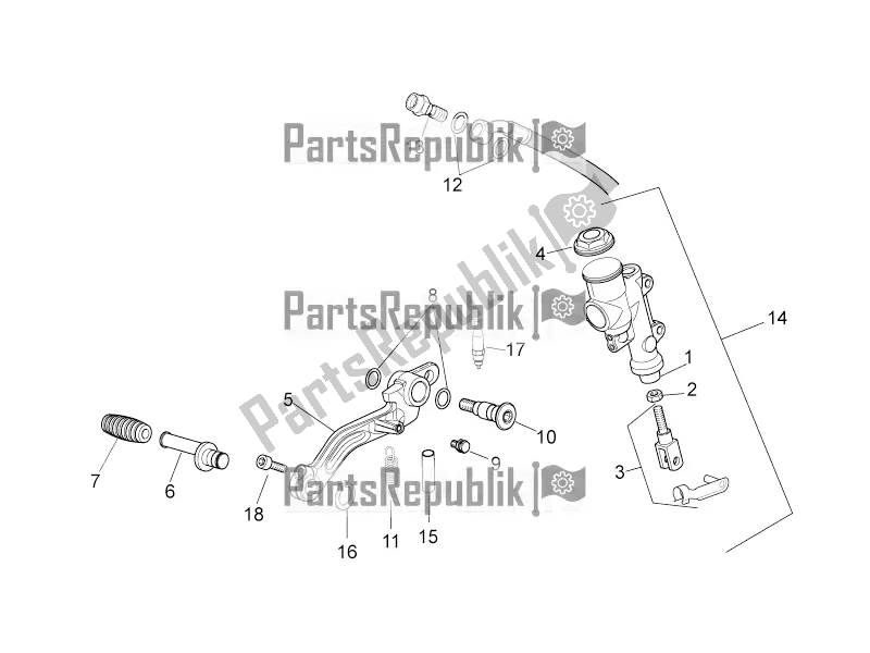 Toutes les pièces pour le Maître-cylindre Arrière du Aprilia Tuono V4 1100 Factory ZD4 TYH 2016