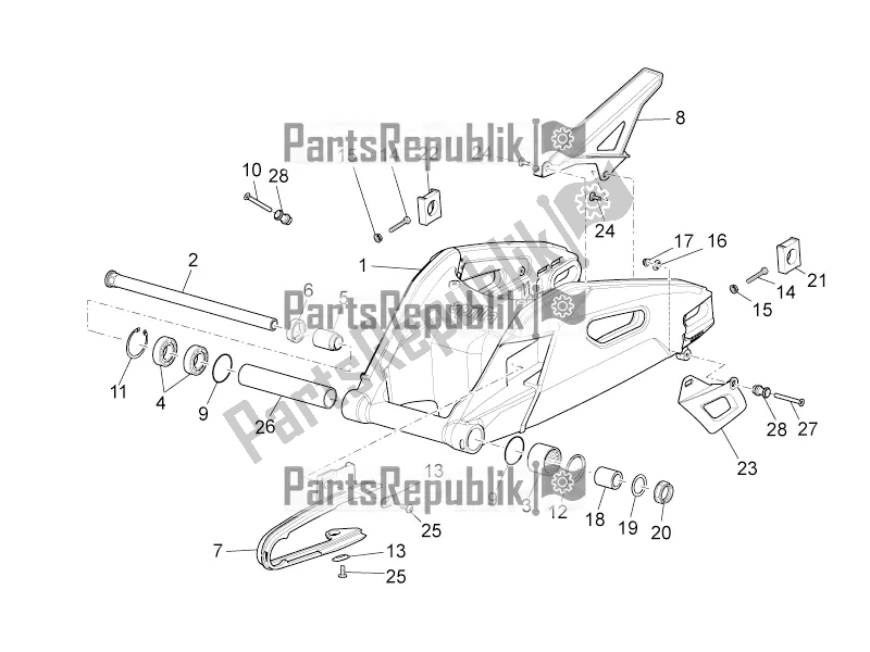 Toutes les pièces pour le Bras Oscillant du Aprilia Tuono V4 1100 Factory ZD4 TYH 2016