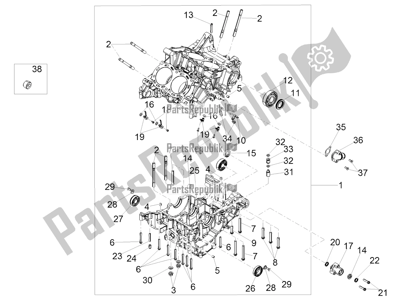 Todas as partes de Crank-case I do Aprilia Tuono V4 1100 RF 2018