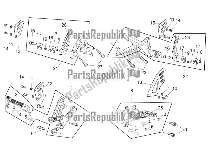 All parts for the Foot Rests of the Aprilia Tuono V4 1100 RF 2018