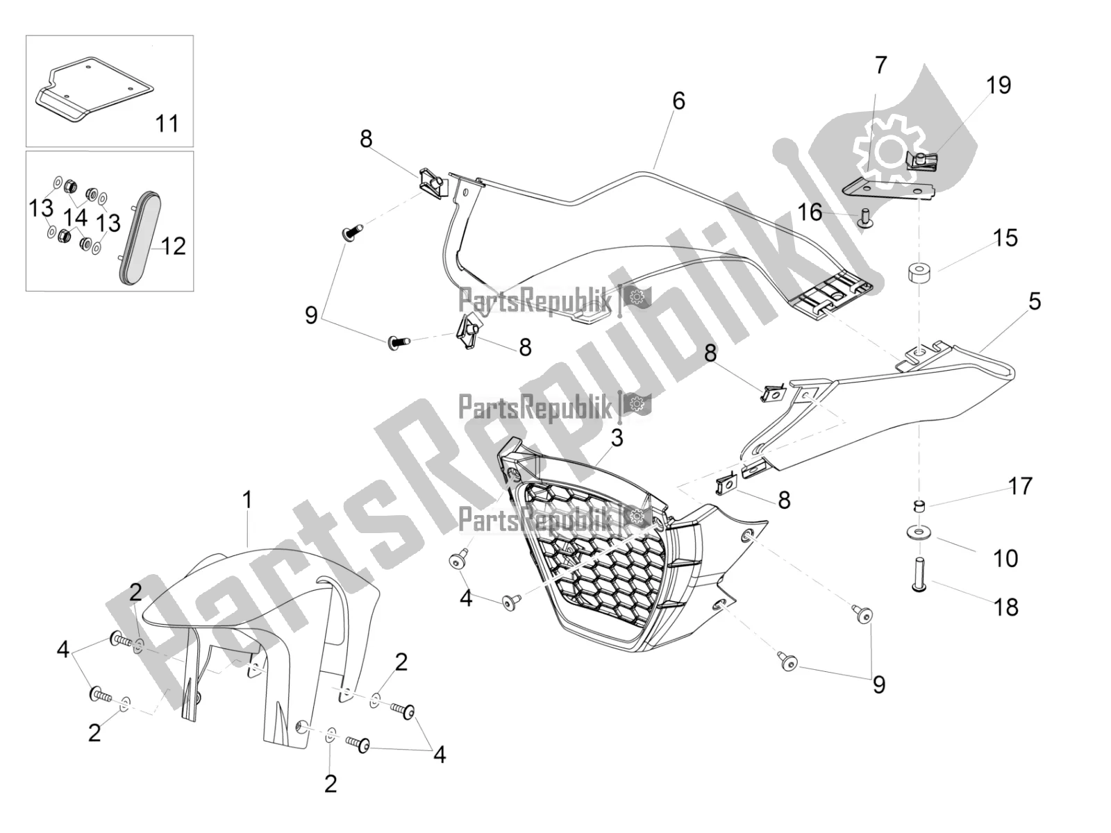 All parts for the Front Body Iii of the Aprilia Tuono V4 1100 RF 2018