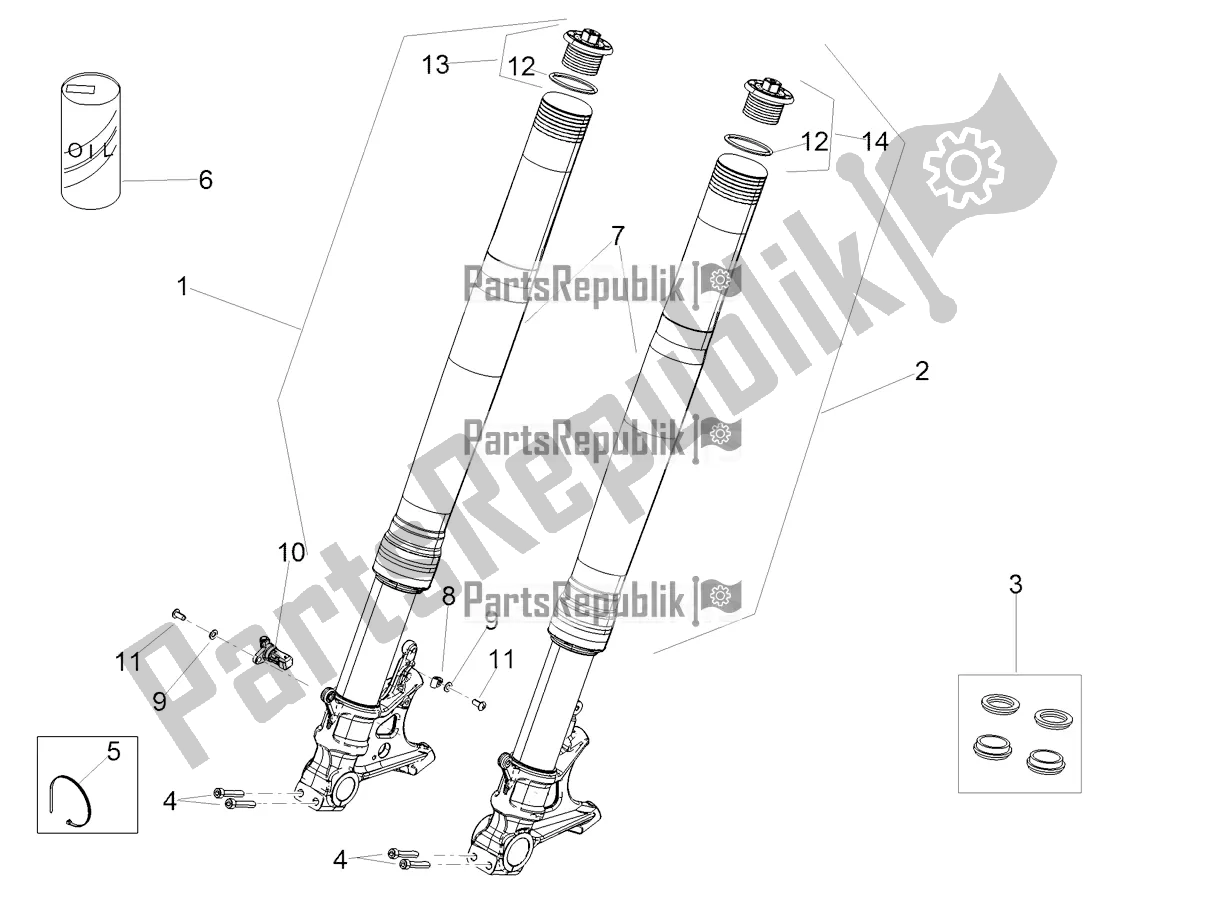 Alle Teile für das Vordergabel des Aprilia Tuono V4 1100 RF 2018