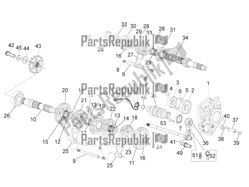 All parts for the Gear Box of the Aprilia Tuono V4 1100 RF 2018