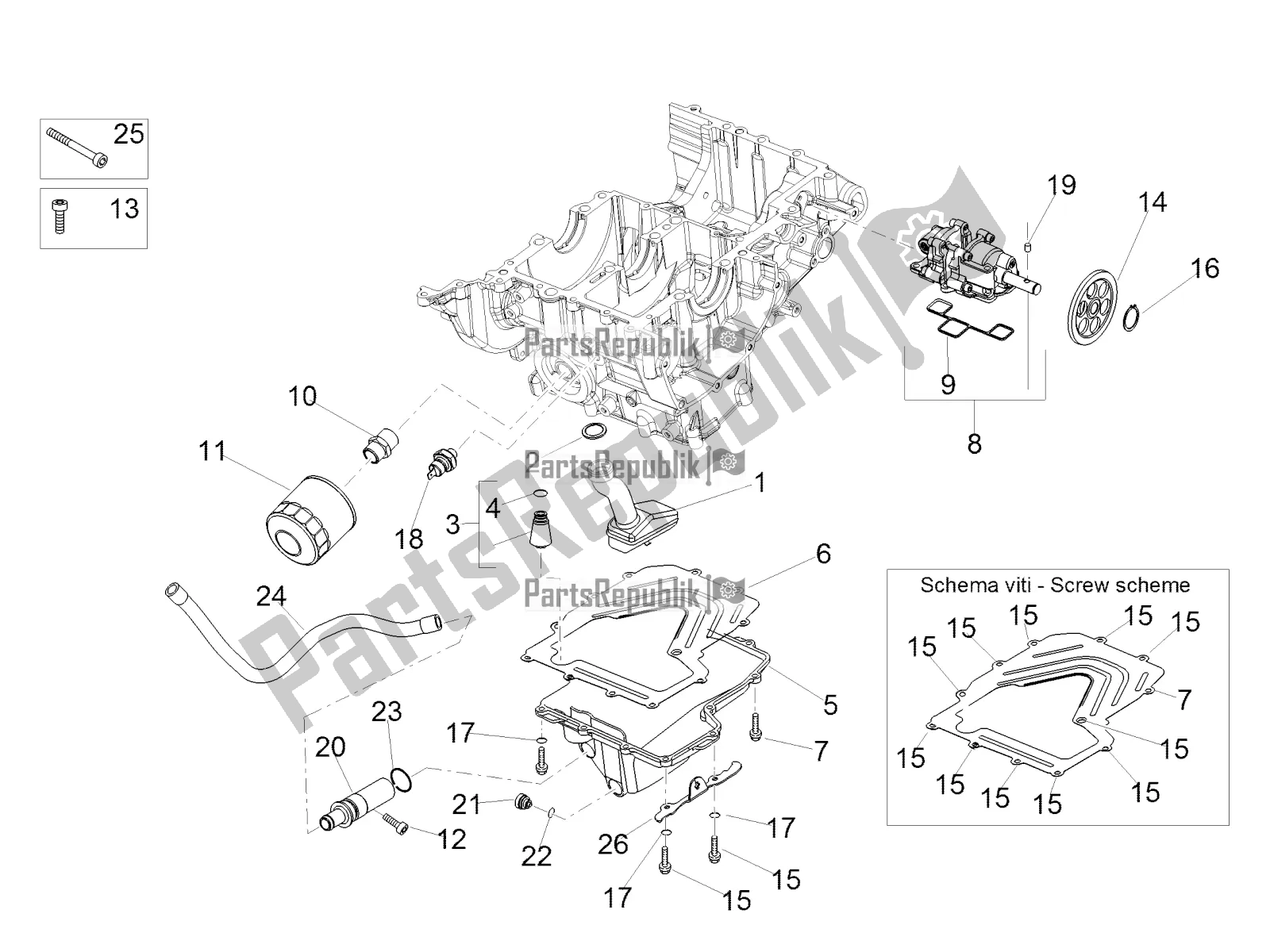 All parts for the Lubrication of the Aprilia Tuono V4 1100 RF 2018