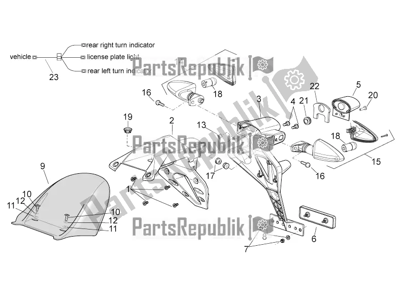 All parts for the Rear Body Ii of the Aprilia Tuono V4 1100 RF 2018