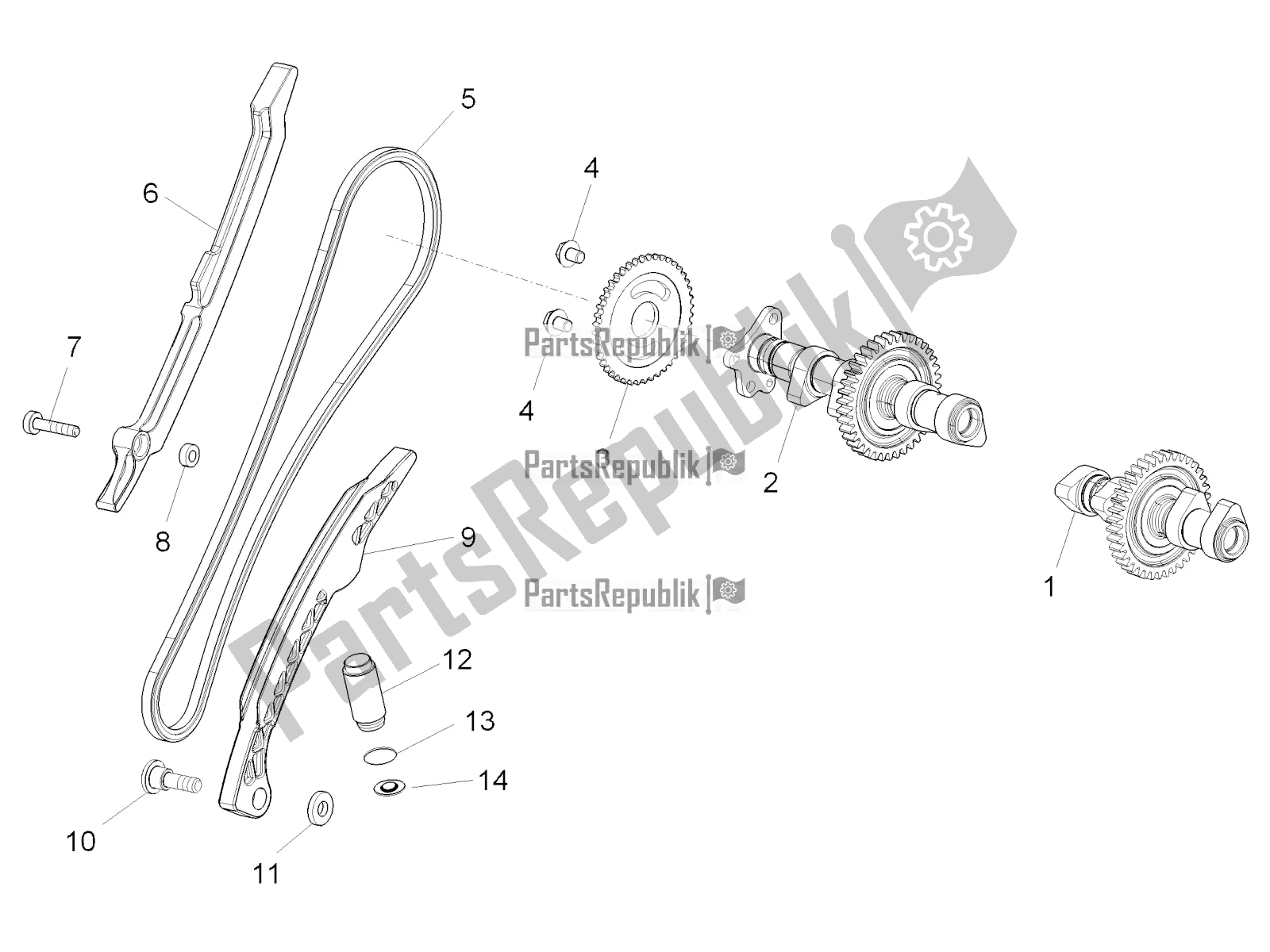 All parts for the Rear Cylinder Timing System of the Aprilia Tuono V4 1100 RF 2018