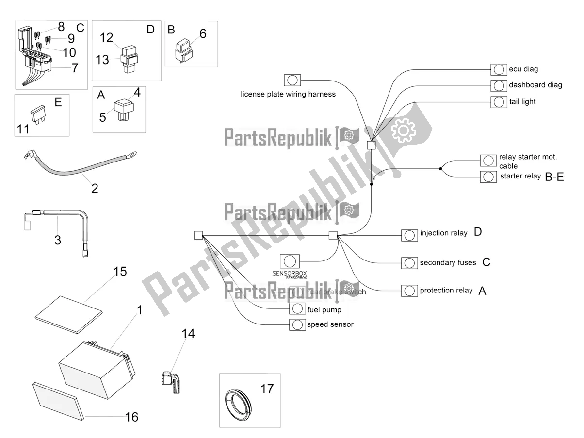 All parts for the Electrical System Ii of the Aprilia Tuono V4 1100 RF USA, Canada 2018