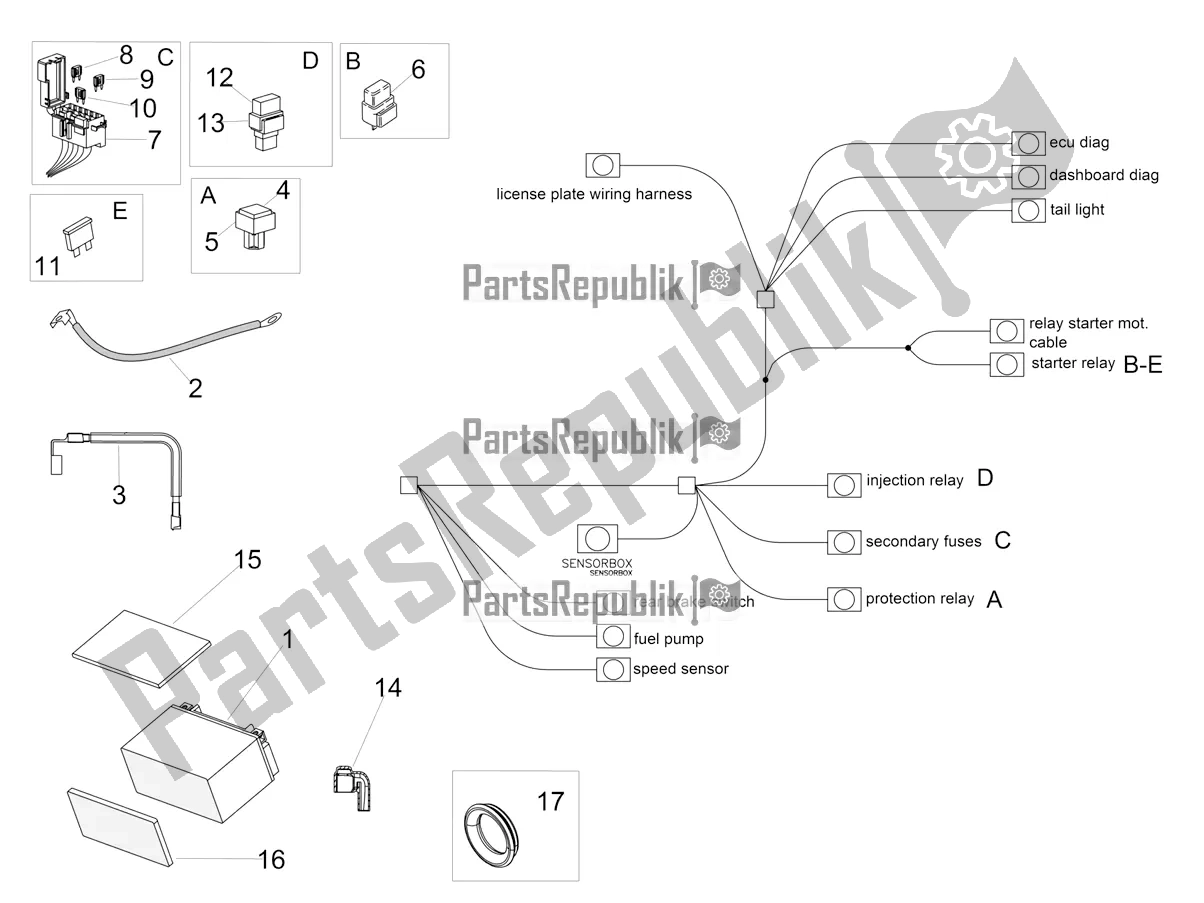 All parts for the Electrical System Ii of the Aprilia Tuono V4 1100 RF USA, Canada 2018