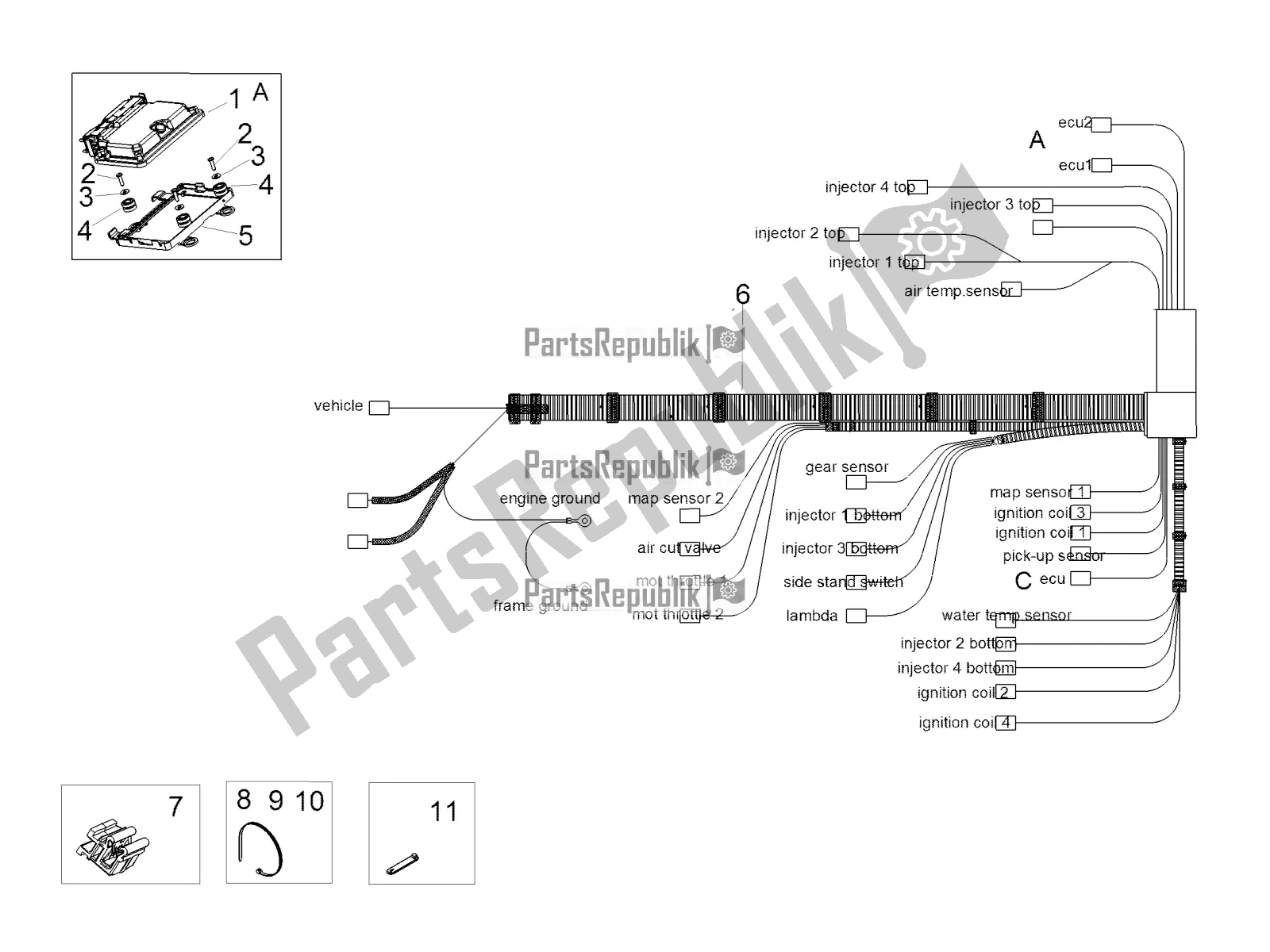 All parts for the Electrical System Iii of the Aprilia Tuono V4 1100 RF USA, Canada 2018