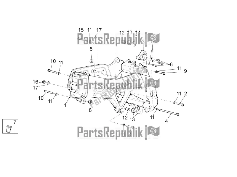 All parts for the Frame I of the Aprilia Tuono V4 1100 RF USA, Canada 2018