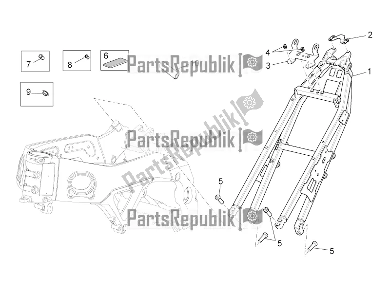 All parts for the Frame Ii of the Aprilia Tuono V4 1100 RF USA, Canada 2018