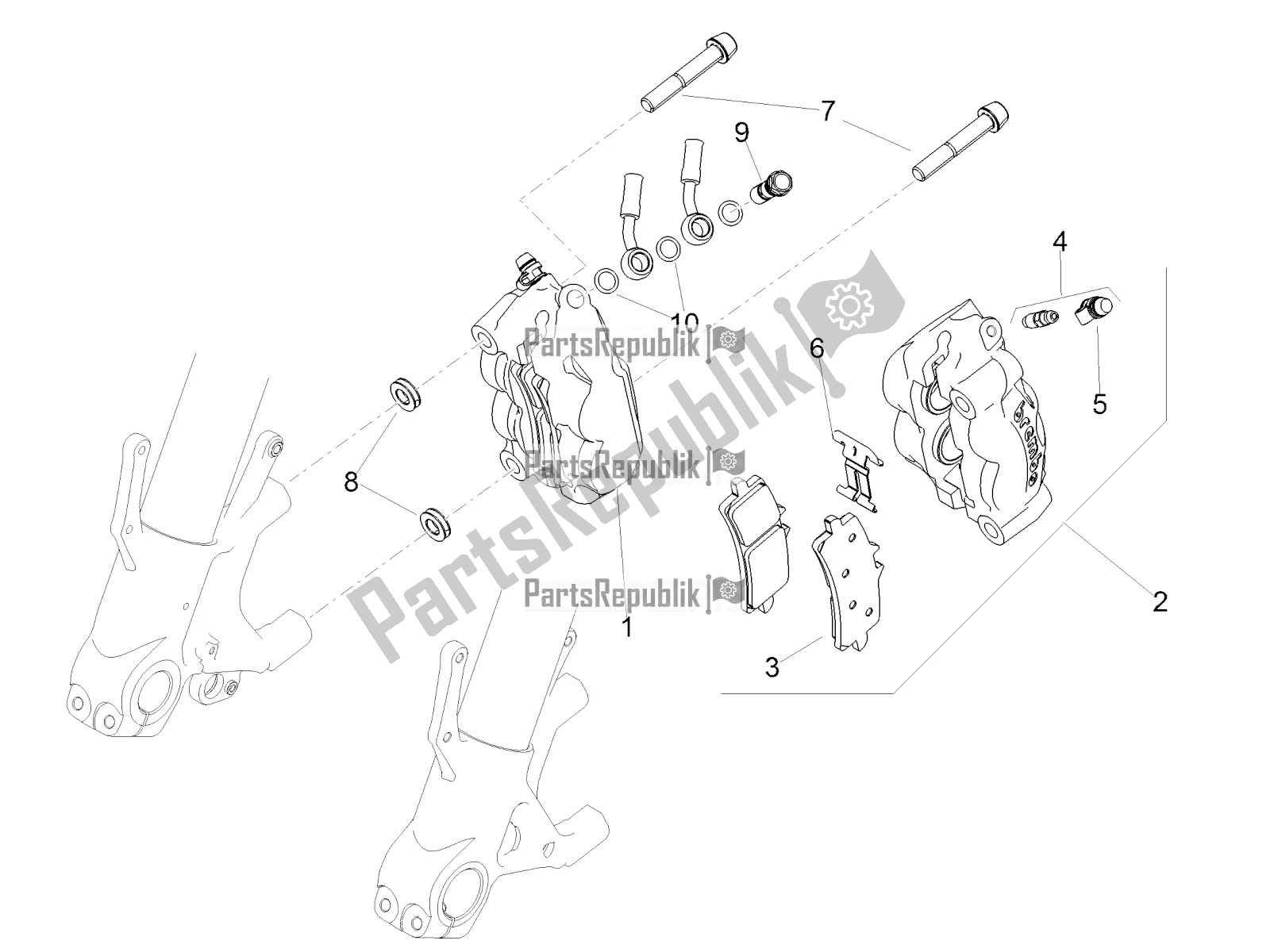 Tutte le parti per il Pinza Freno Anteriore del Aprilia Tuono V4 1100 RF USA, Canada 2018