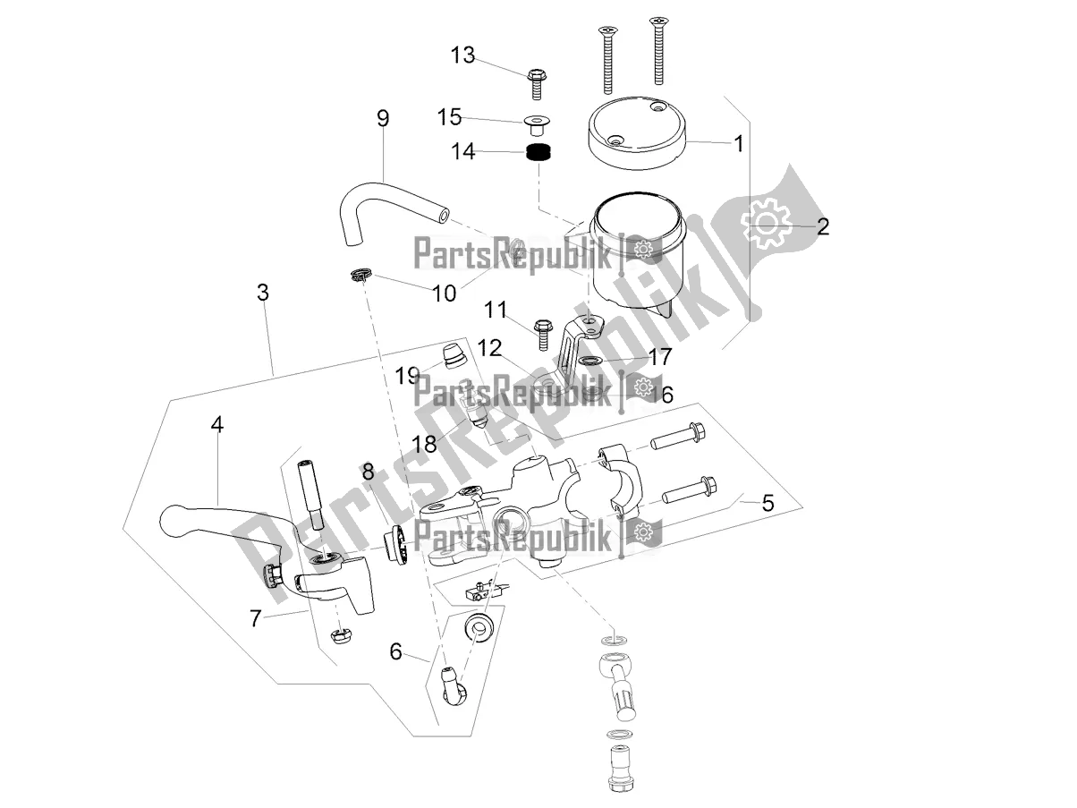 Toutes les pièces pour le Maître-cylindre Avant du Aprilia Tuono V4 1100 RF USA, Canada 2018