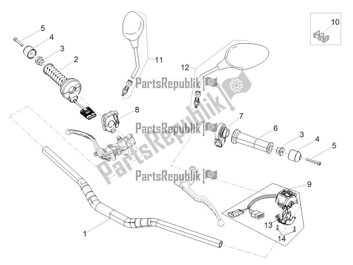 Todas as partes de Guiador - Controles do Aprilia Tuono V4 1100 RF USA, Canada 2018