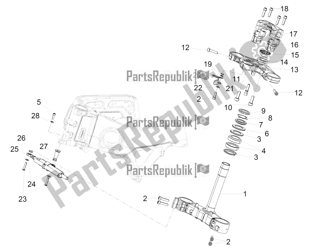 All parts for the Steering of the Aprilia Tuono V4 1100 RF USA, Canada 2018