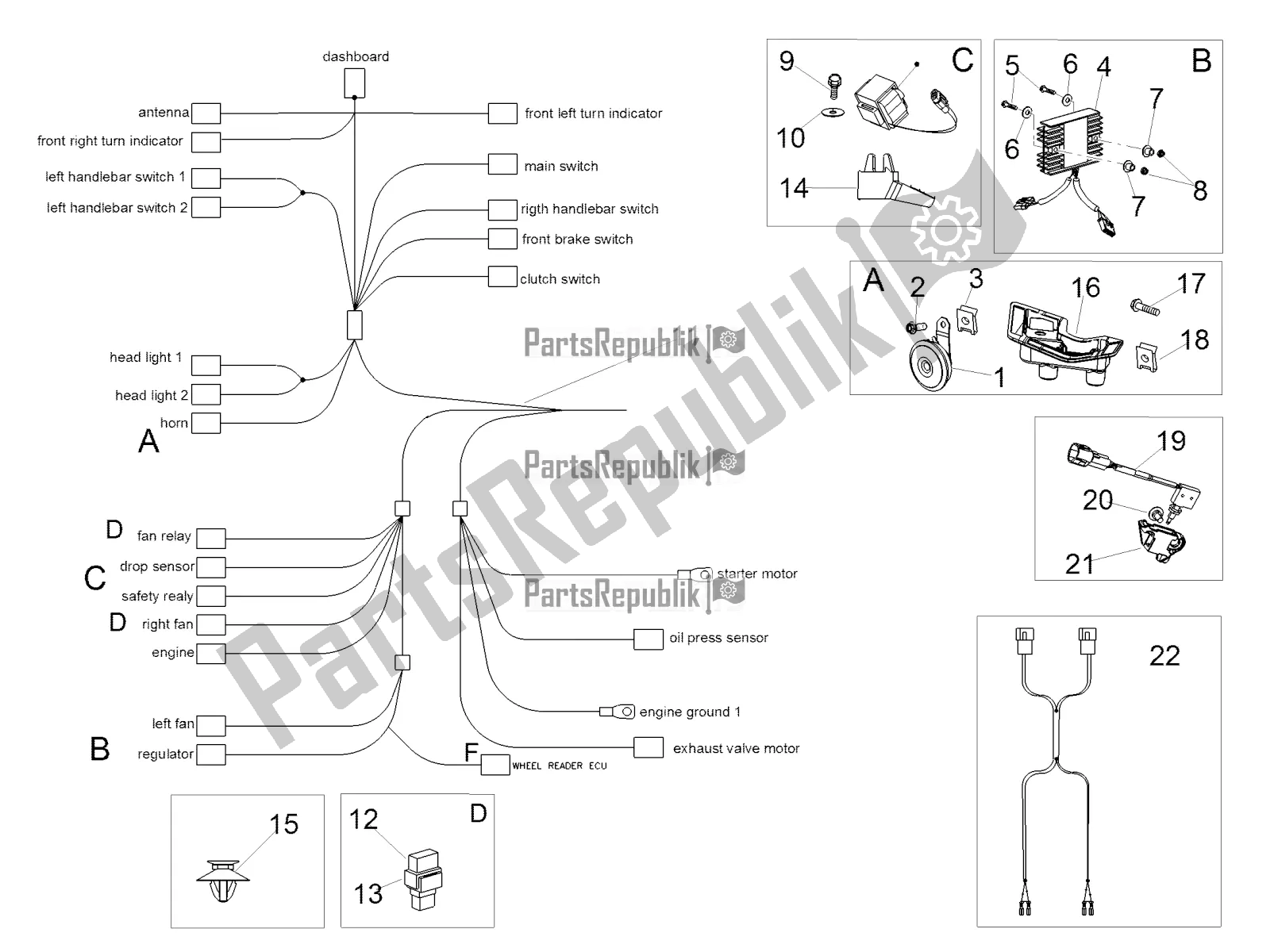 All parts for the Electrical System I of the Aprilia Tuono V4 1100 RR 2020