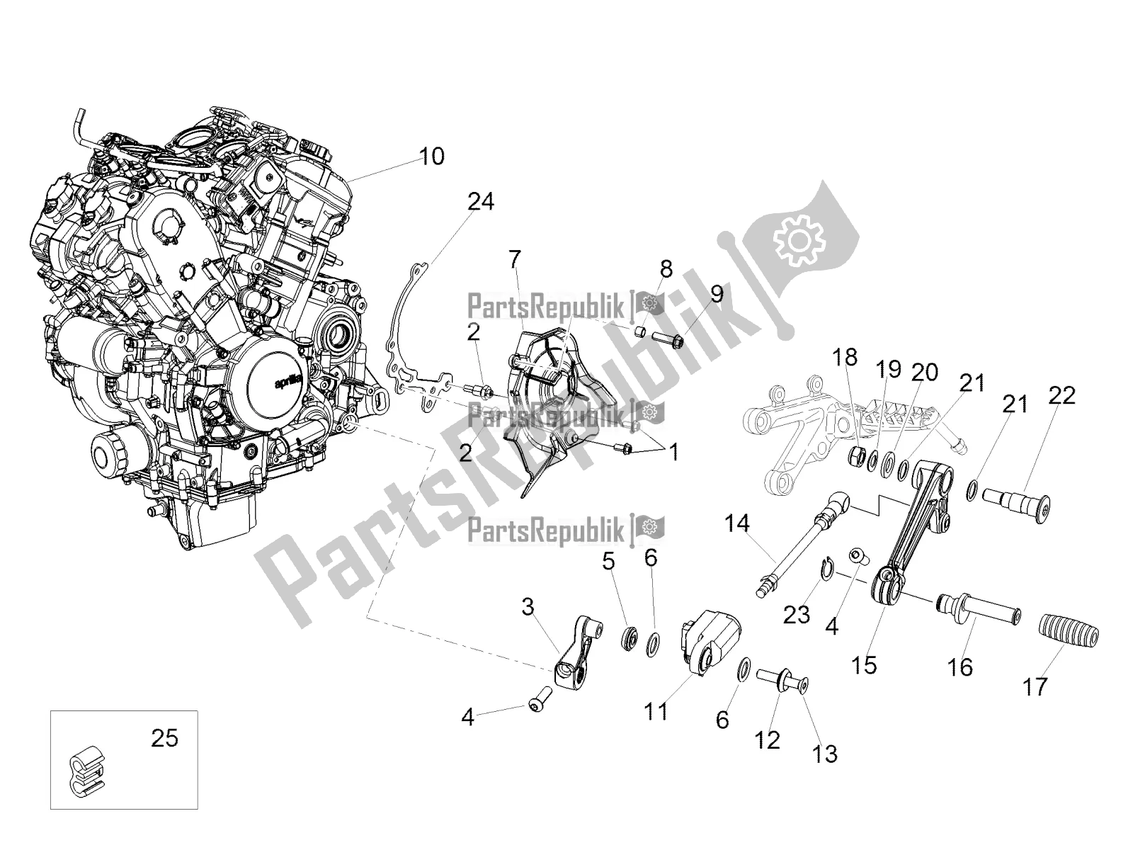 Alle onderdelen voor de Motor van de Aprilia Tuono V4 1100 RR 2020
