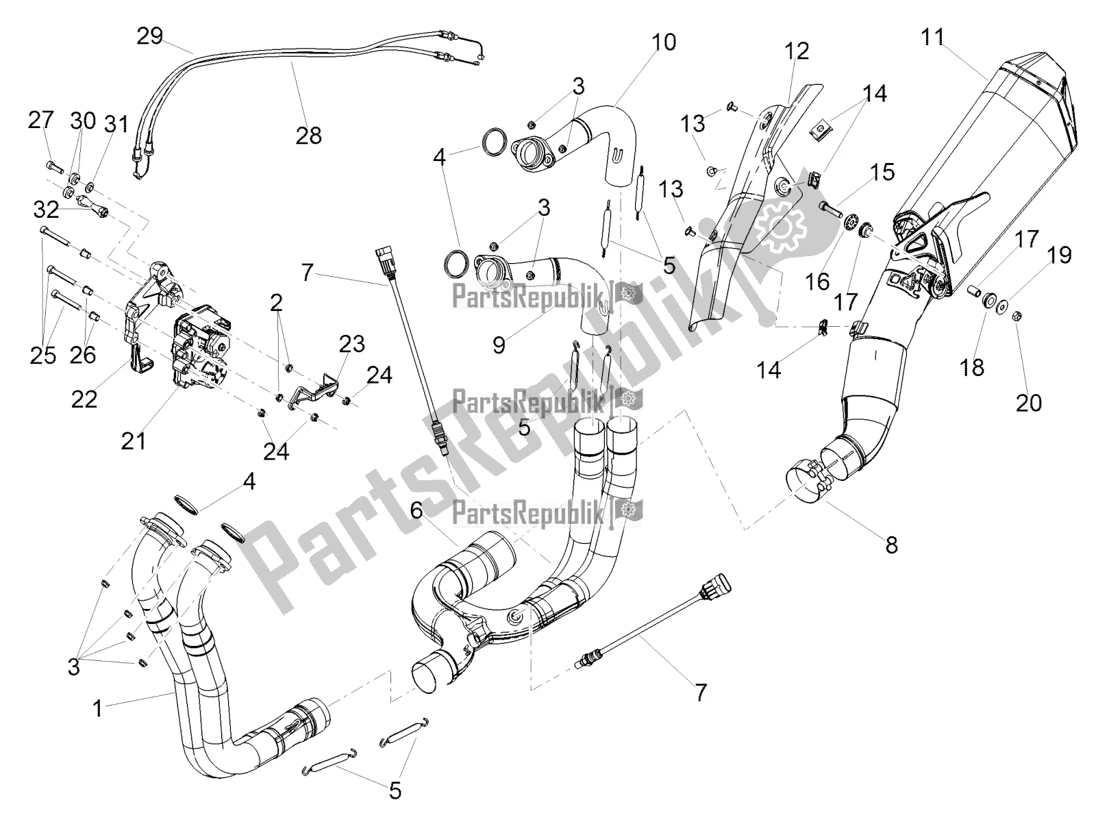 All parts for the Exhaust Pipe I of the Aprilia Tuono V4 1100 RR 2020