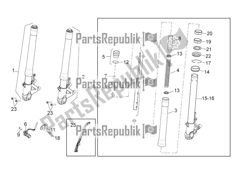 Alle onderdelen voor de Voorvork van de Aprilia Tuono V4 1100 RR 2020