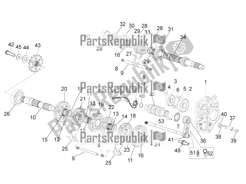 All parts for the Gear Box of the Aprilia Tuono V4 1100 RR 2020