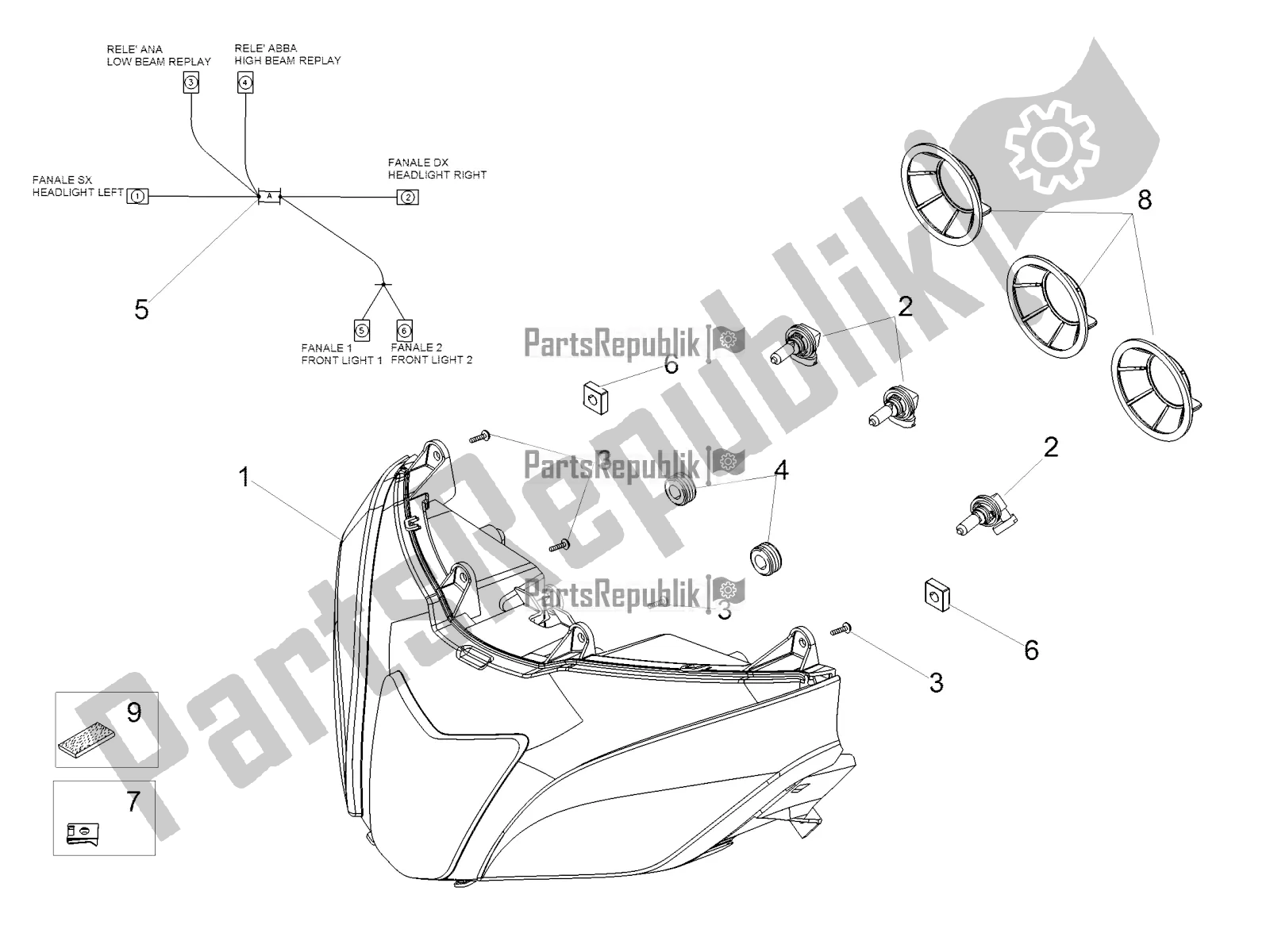 Wszystkie części do Reflektor Aprilia Tuono V4 1100 RR 2020