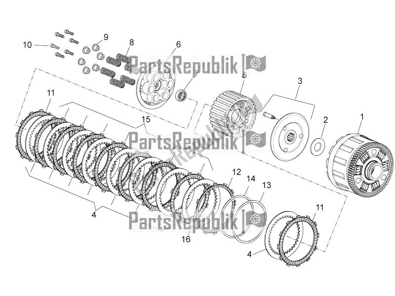 All parts for the Clutch Ii of the Aprilia Tuono V4 1100 RR Apac 2019