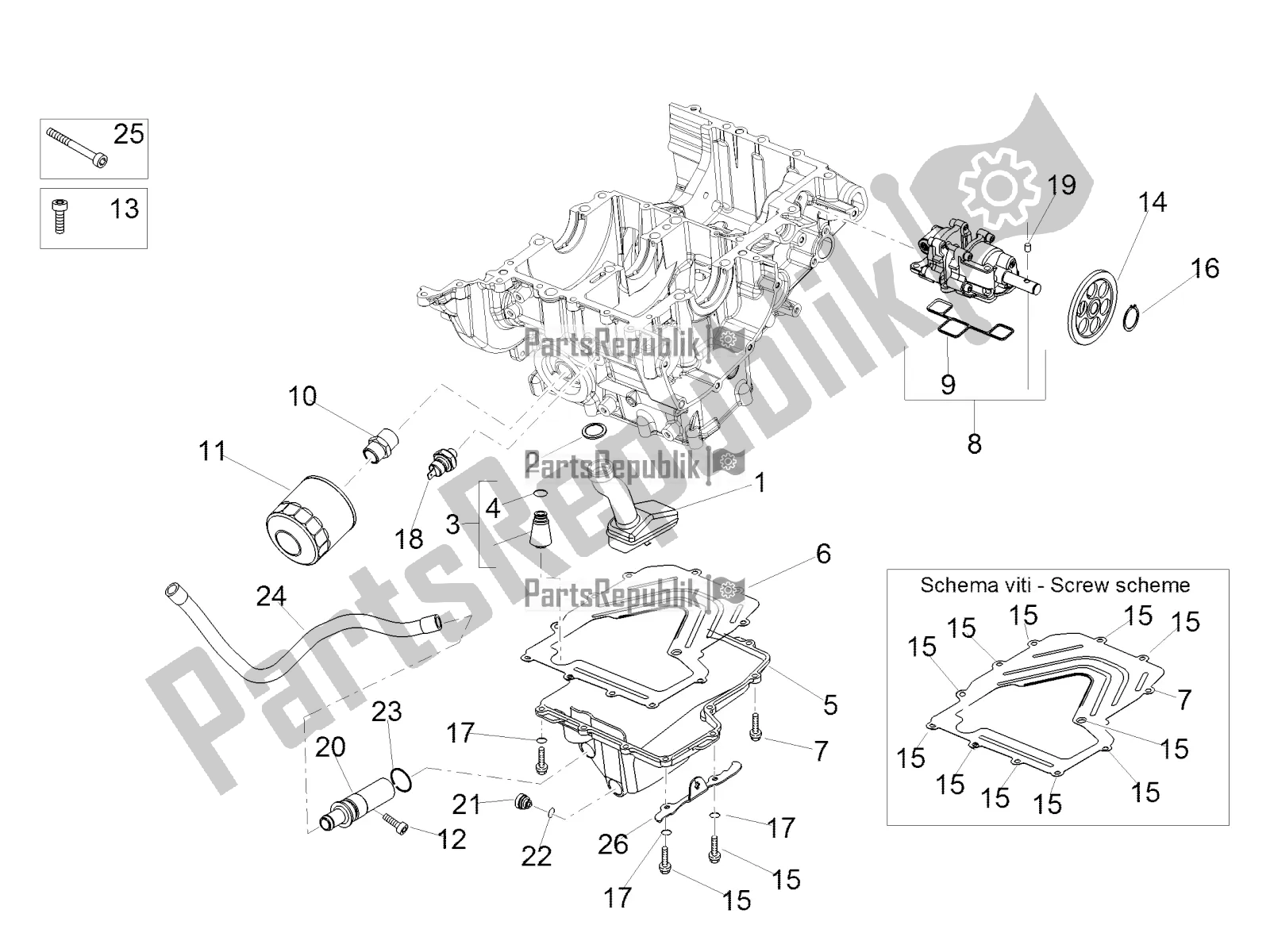 All parts for the Lubrication of the Aprilia Tuono V4 1100 RR Apac 2019