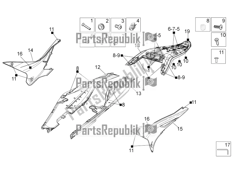 Toutes les pièces pour le Corps Arrière I du Aprilia Tuono V4 1100 RR Apac 2019