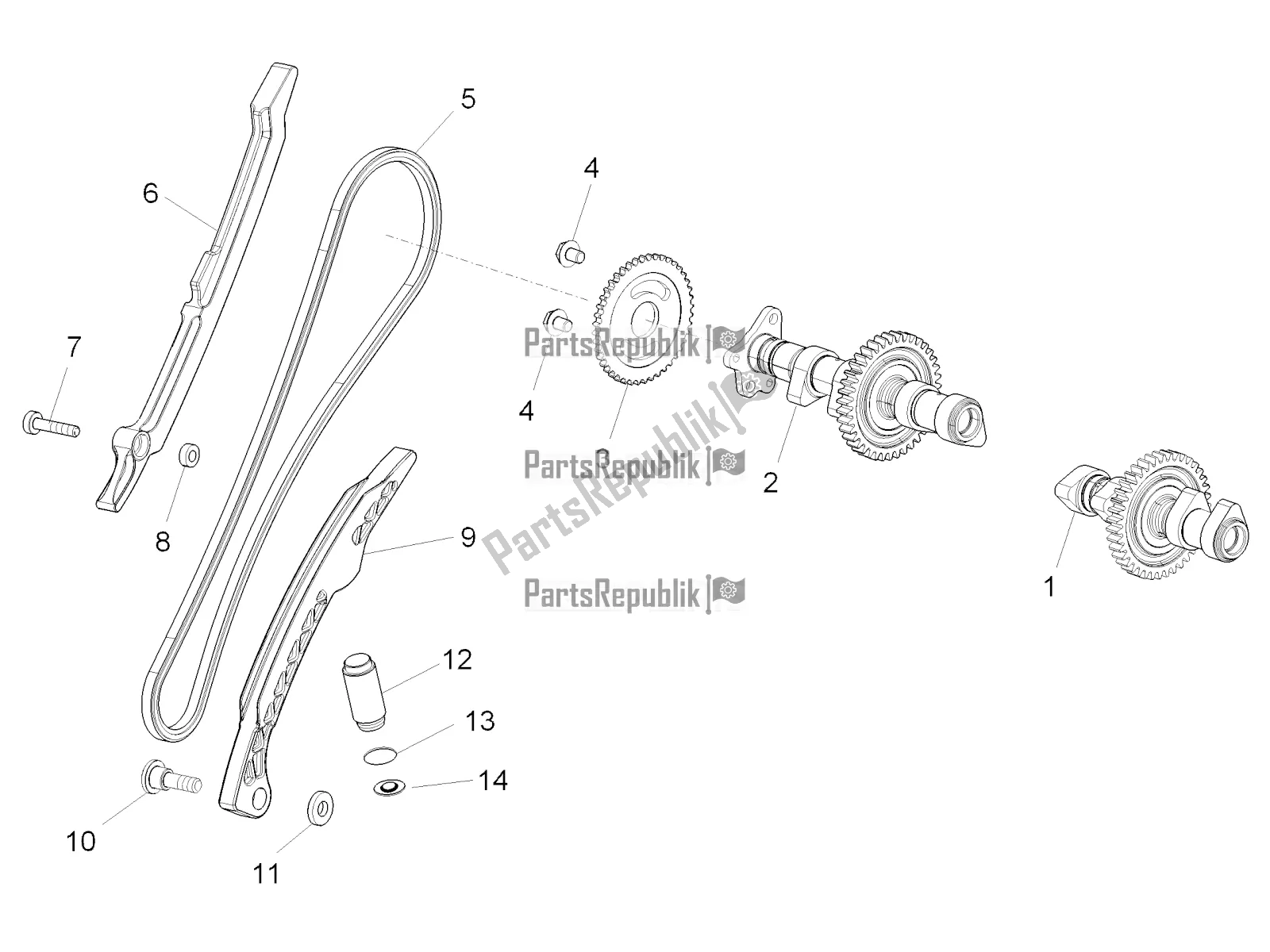 All parts for the Rear Cylinder Timing System of the Aprilia Tuono V4 1100 RR Apac 2019