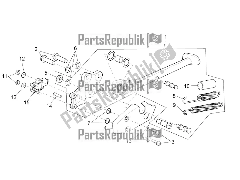 Alle onderdelen voor de Centrale Standaard van de Aprilia Tuono V4 1100 RR Apac 2020