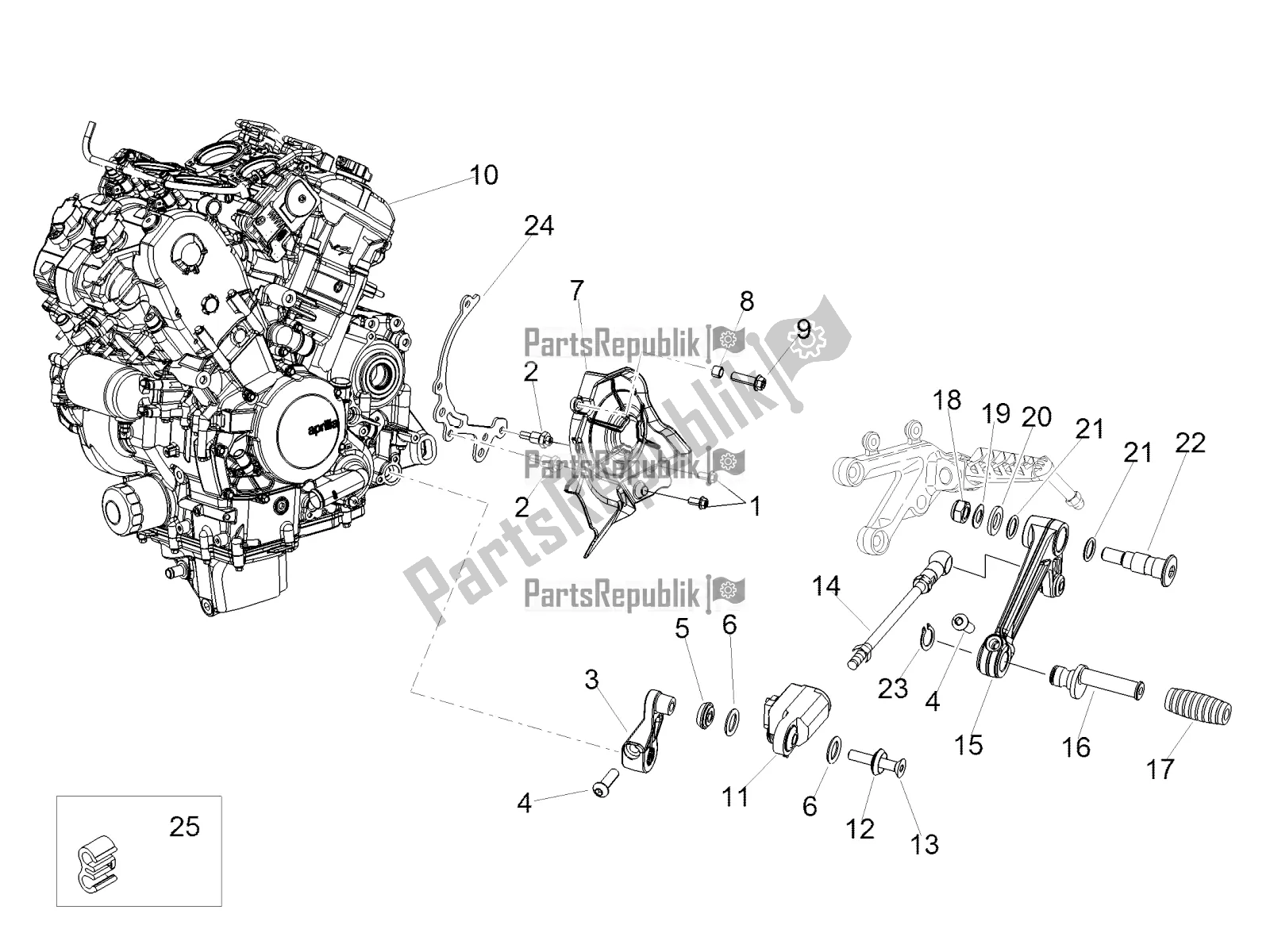 Toutes les pièces pour le Moteur du Aprilia Tuono V4 1100 RR Apac 2020