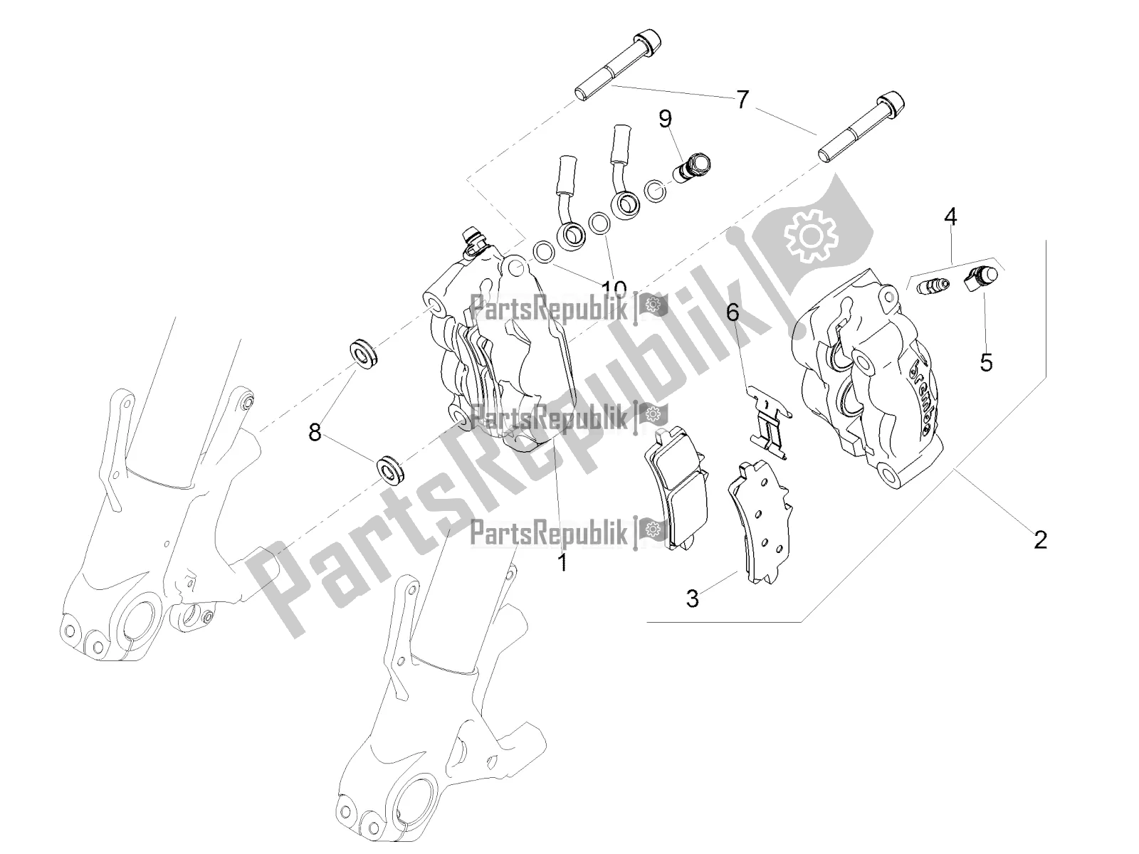 Todas las partes para Pinza De Freno Delantero de Aprilia Tuono V4 1100 RR Apac 2020