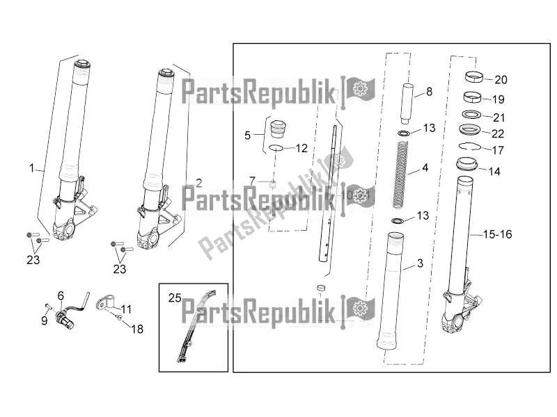 Alle onderdelen voor de Voorvork van de Aprilia Tuono V4 1100 RR Apac 2020