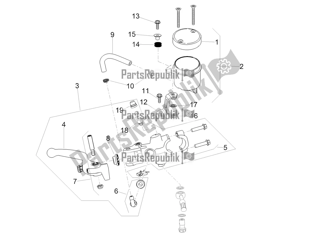 Todas as partes de Cilindro Mestre Dianteiro do Aprilia Tuono V4 1100 RR Apac 2020