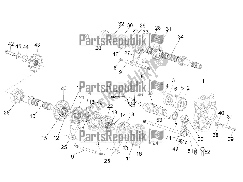 All parts for the Gear Box of the Aprilia Tuono V4 1100 RR Apac 2020