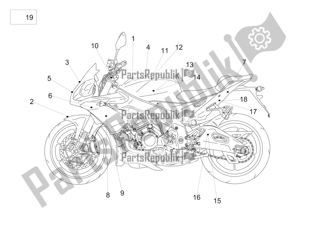 Wszystkie części do Zestaw Talerzy I Kalkomania Aprilia Tuono V4 1100 RR Apac 2020