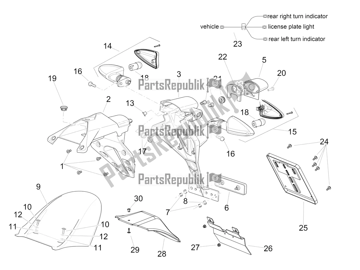 Todas as partes de Traseira Do Corpo Ii do Aprilia Tuono V4 1100 RR Apac 2020