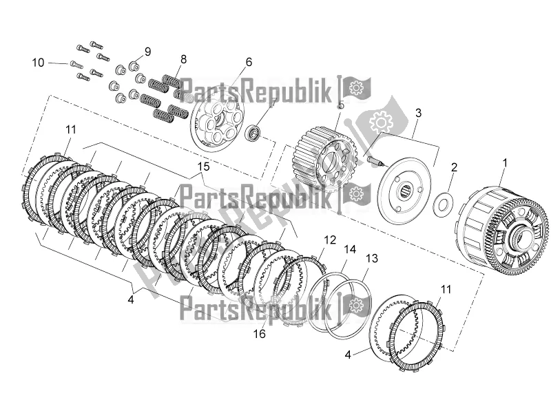 All parts for the Clutch Ii of the Aprilia Tuono V4 1100 RR USA 2019