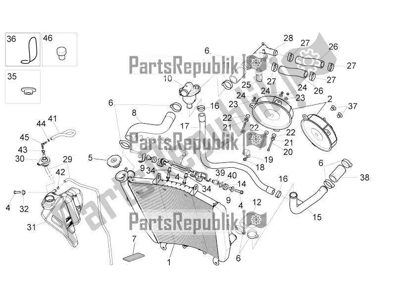 All parts for the Cooling System of the Aprilia Tuono V4 1100 RR USA 2019